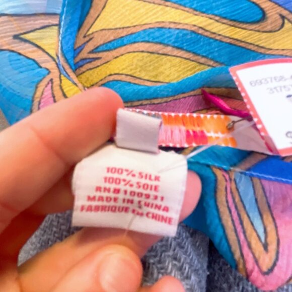 Janice Jaraicie Nelli Colorful 100% Silk V-Neck Ruffled Blouse Top L - Picture 4 of 6